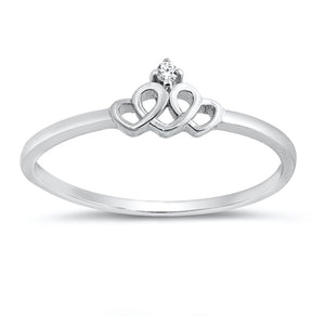 Clear CZ Infinity Heart Knot Promise Ring .925 Sterling Silver Band Sizes 4-10