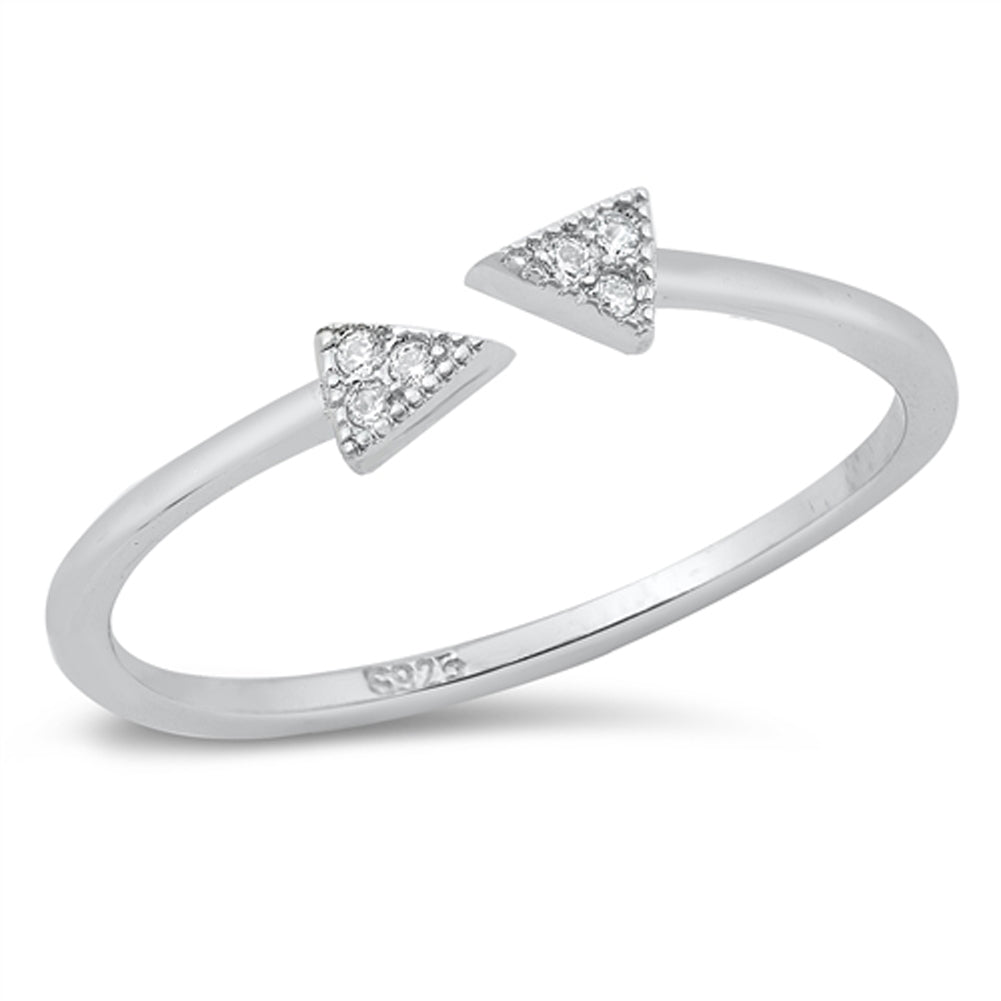 Clear CZ Fashion Open Triangle Wrap Ring .925 Sterling