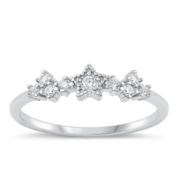 Sterling Silver Clear CZ Star Ring