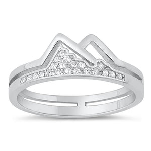 Sterling Silver White CZ Mountain Ring