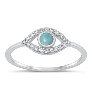 Sterling Silver Larimar Eye Ring
