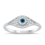 Sterling Silver Mother of Pearl Evil Eye Ring
