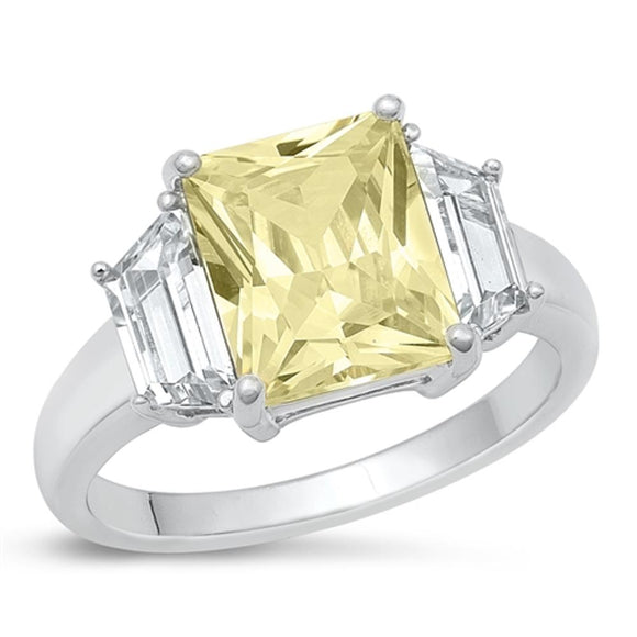 Sterling Silver Light Yellow CZ Ring