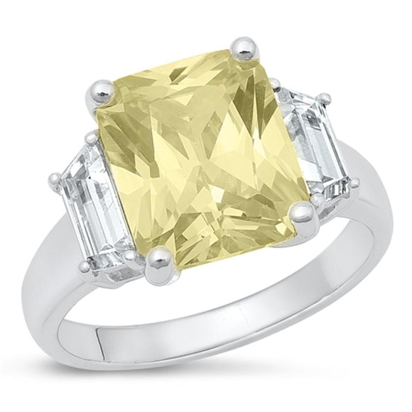 Sterling Silver Yellow CZ Cocktail Ring