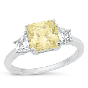 Sterling Silver Yellow CZ Cocktail Ring