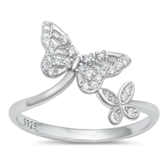 Sterling Silver White CZ Butterfly Ring