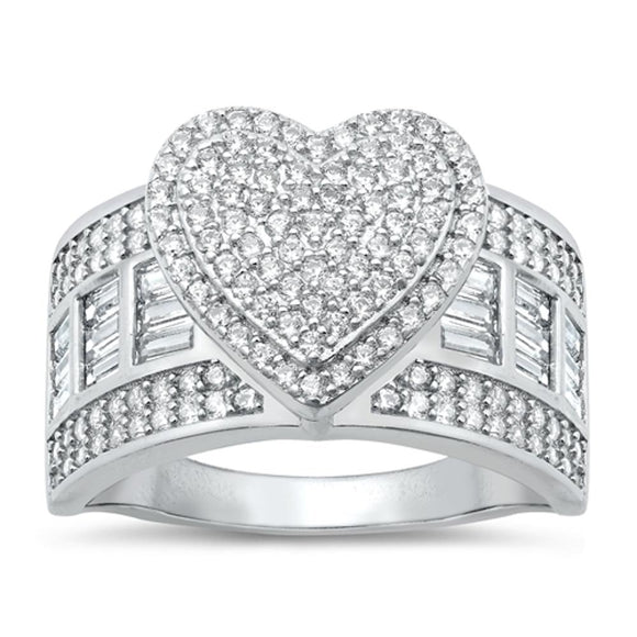 Sterling Silver Clear CZ Heart Ring