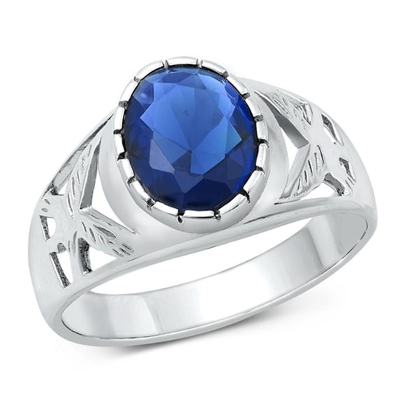 Sterling Silver Blue Sapphire CZ Ring