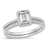 Sterling Silver Wedding Set Clear CZ Ring
