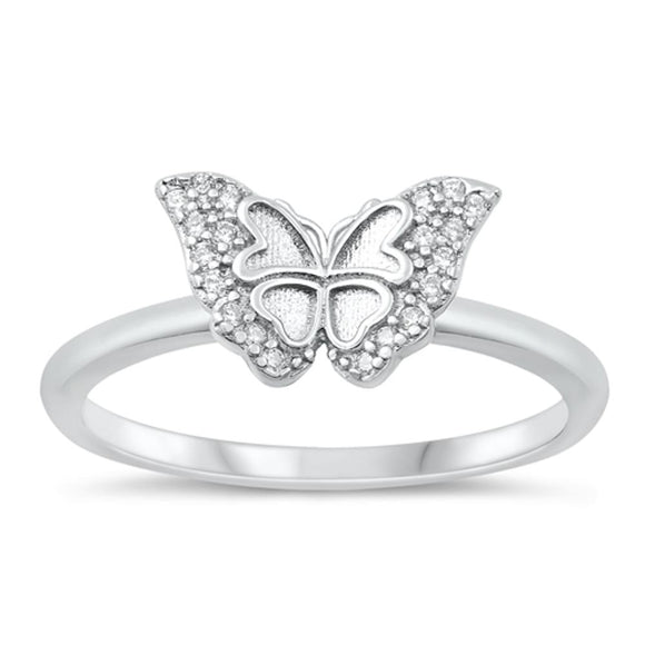 Sterling Silver White CZ Butterfly Ring