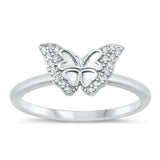 Sterling Silver White CZ Butterfly Ring