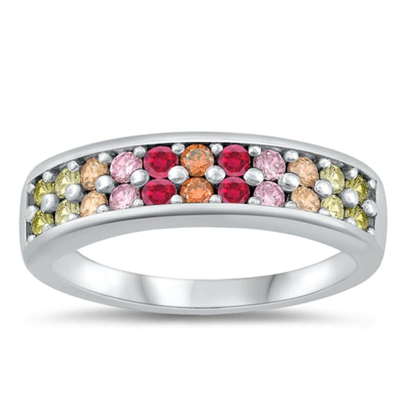 Sterling Silver Multicolor CZ Ring