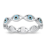 Sterling Silver Mother of Pearl Evil Eye Eternity Ring