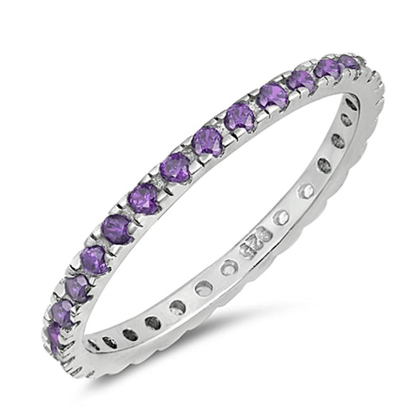 Amethyst CZ Stackable Promise Ring New 925 Sterling Silver Thumb Band Sizes 4-12