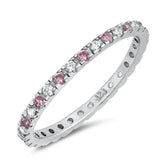 Pink CZ Cute Polished Stackable Ring .925 Sterling Silver Thumb Band Sizes 4-10