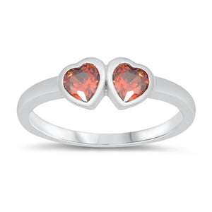 Garnet CZ Classic Heart Love Baby Ring New .925 Sterling Silver Band Sizes 1-5