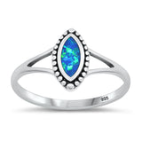 Sterling Silver Blue Lab Opal Bali Ring