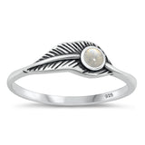 Sterling Silver Moonstone Leaf Ring