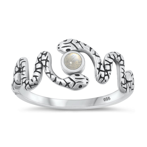 Sterling Silver Moonstone Snake Ring