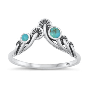 Sterling Silver Genuine Turquoise Mushroom Ring