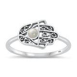 Sterling Silver Moonstone Hamsa Ring