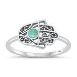 Sterling Silver Genuine Turquoise Hamsa Ring