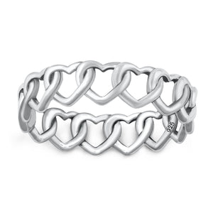 Sterling Silver Interlocking Hearts Ring