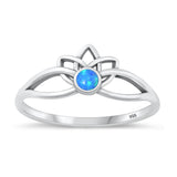 Sterling Silver Blue Lab Opal Lotus Ring