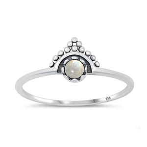 Sterling Silver Moonstone Bali Crown Ring
