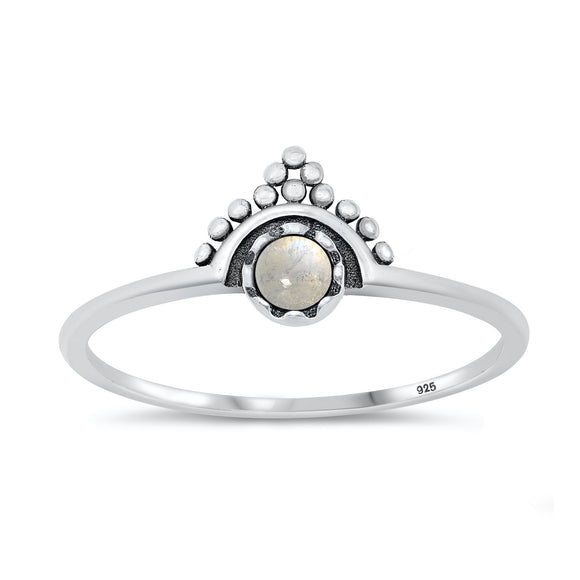 Sterling Silver Moonstone Bali Crown Ring