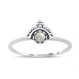 Sterling Silver Moonstone Bali Crown Ring