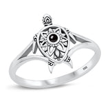 Sterling Silver Black Agate Sea Turtle Ring