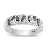 Sterling Silver Black & Clear CZ Ring