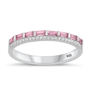 Sterling Silver Pink & Clear CZ Ring