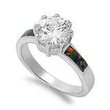 Clear CZ Round Solitaire Unique Elegant Ring Sterling Silver Band Sizes 5-9