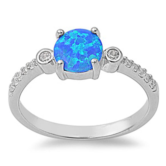 Blue Lab Opal Polished Cute Promise Ring New 925 Sterling Silver Band Sizes 3-10