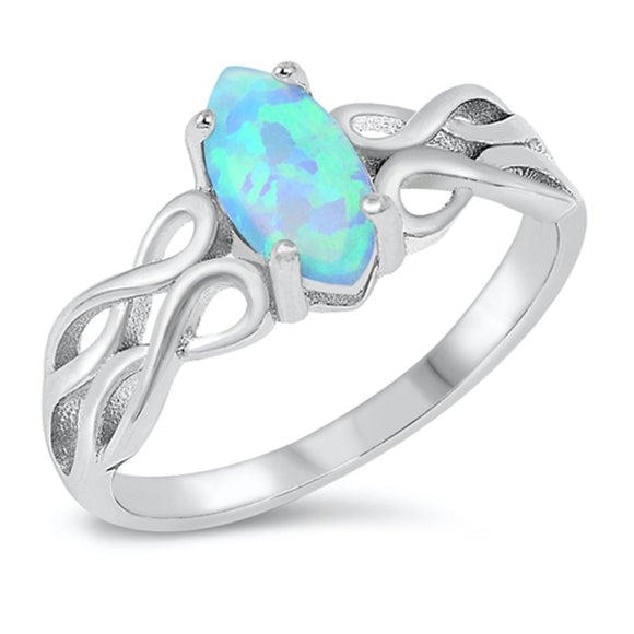 Marquise Shape Blue Lab Opal Celtic Ring .925 Sterling Silver Band Sizes 5-10