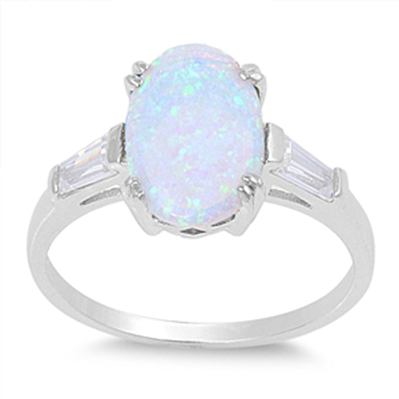 Large White Lab Opal Clear CZ Promise Ring .925 Sterling Silver Band Sizes 5-10
