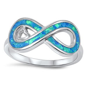 Infinity Heart Blue Lab Opal Cute Ring New .925 Sterling Silver Band Sizes 5-10