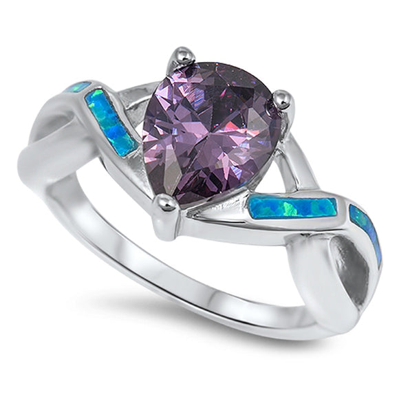 Amethyst CZ Blue Lab Opal Infinity Ring New .925 Sterling Silver Band Sizes 5-10