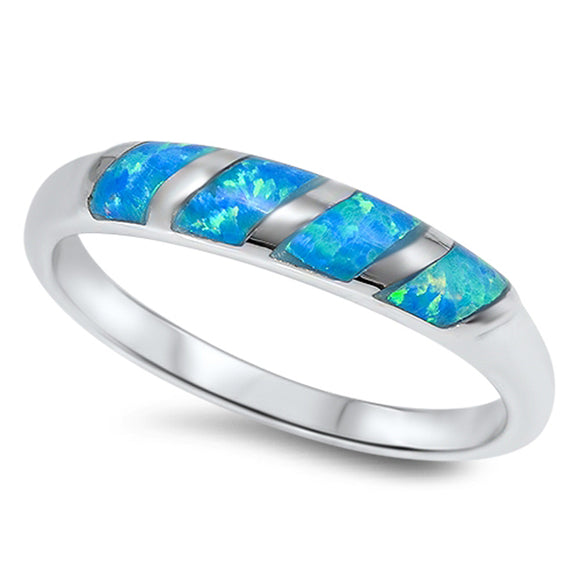 Women's Blue Lab Opal Classic Fashion Ring .925 Sterling Silver Band Sizes 5-10