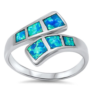 Women's Fashion Blue Lab Opal Classic Ring .925 Sterling Silver Band Sizes 5-10