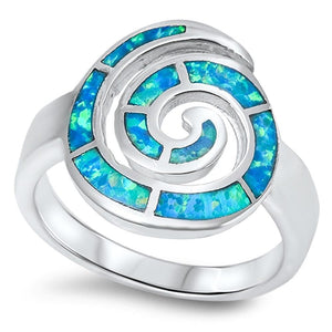 Large Spiral Blue Lab Opal Classic Ring New .925 Sterling Silver Band Sizes 7-10