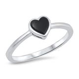 Black Onyx Cute Heart Promise Purity Ring .925 Sterling Silver Band Sizes 4-10