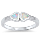 White Lab Opal Love Heart Promise Ring New .925 Sterling Silver Band Sizes 4-10