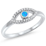 Clear CZ Blue Lab Opal Evil Eye Ring New .925 Sterling Silver Band Sizes 4-12