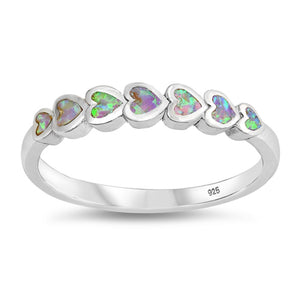 Pink Lab Opal Purity Promise Heart Ring New .925 Sterling Silver Band Sizes 4-10