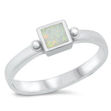 White Lab Opal Classic Simple Promise Ring .925 Sterling Silver Band Sizes 5-10