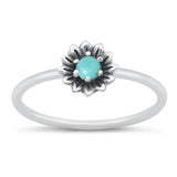 Sterling Silver Turquoise Flower Ring