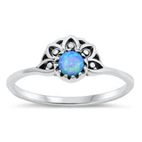 Sterling Silver Blue Lab Opal Lotus Sunset Ring